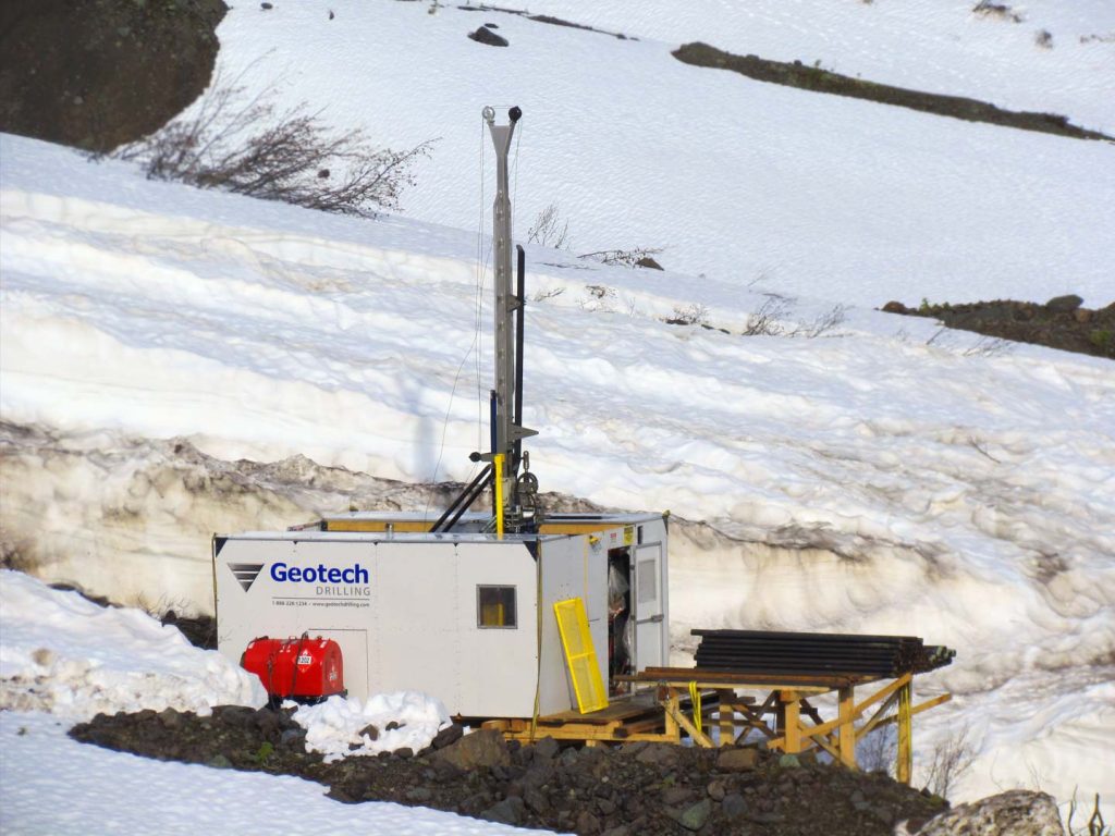 Geotech Drilling station set up in deep snow
